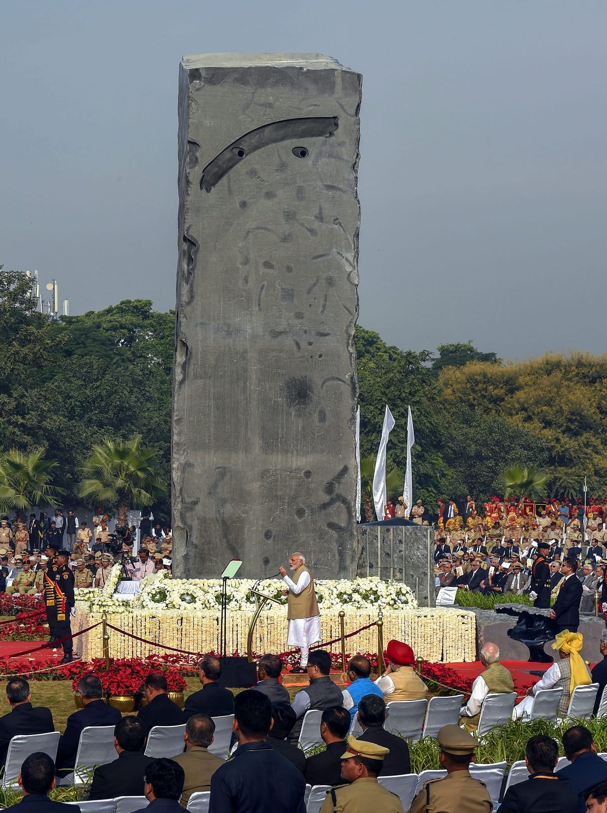 Prime Minister Narendra Modi addresses the gathering at the inauguration of a refurbished national police memorial | Atul Yadav/PTI