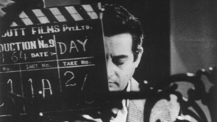 Guru Dutt behind the camera during a film shoot in the 1950s