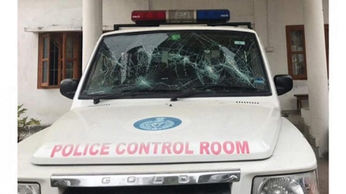 Image of a Bomdila Police vehicle allegedly vandalised by Arunachal Scouts personnel | The Arunachal Times