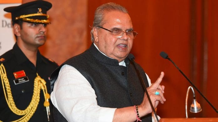 Jammu and Kashmir governor Satya Pal Malik | Shahbaz Khan/PTI
