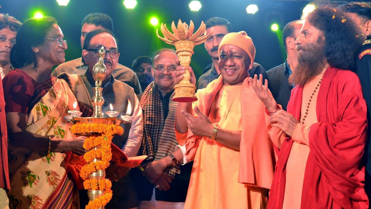 UP Chief Minister Yogi Adityanath during the Dev Diwali Festival on the banks of the Ganges river in Varanasi