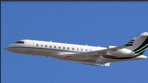 A Bbombardier Global Express XRS aircraft which was seen at the Pak airport | Twitter/@avischarf