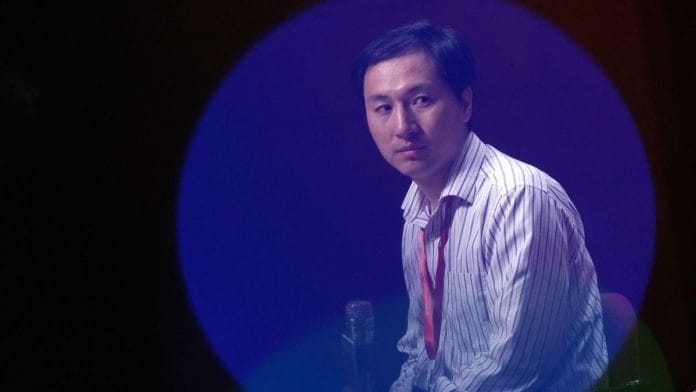 He Jiankui at a panel discussion at the Second International Summit on Human Genome Editing in Hong Kong