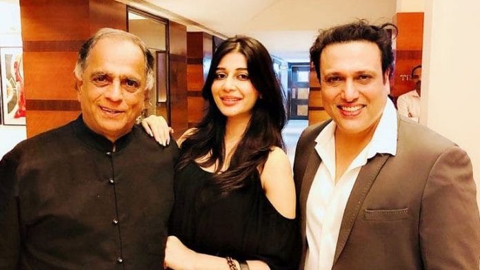 Pahlaj Nihalani with Govinda and Mishika Chourasia | Twitter/@NihalaniPahlaj