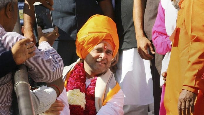 Congress President Rahul Gandhi after offering prayers at Brahma Temple, in Pushkar