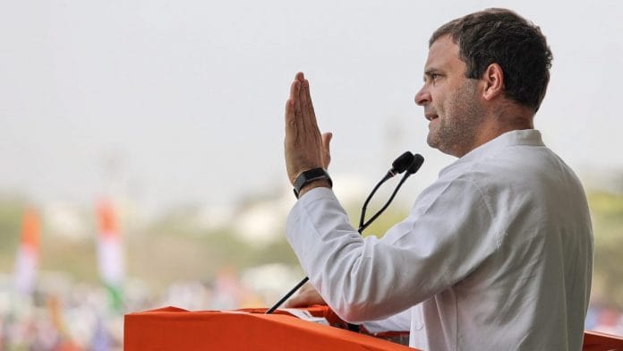 Congress President Rahul Gandhi addresses a public gathering at Gadwal