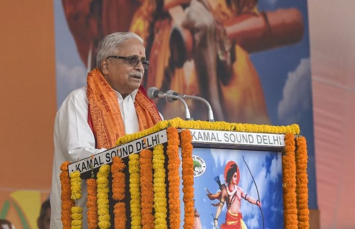 Senior RSS leader Suresh 'Bhaiyyaji' Joshi addresses during Vishwa Hindu Parishad’s (VHP)