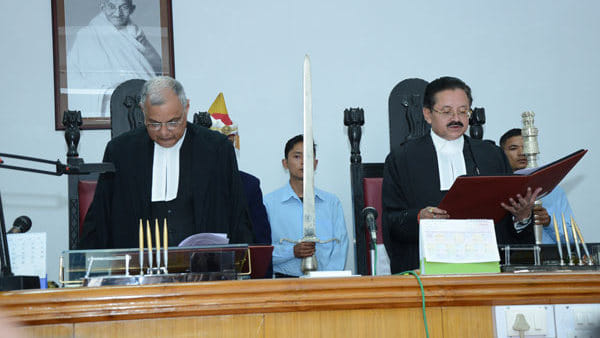 Justice P.C. Pant (L) chief justice of Meghalaya High Court, with Justice S.R. Sen (R) | megipr.gov.in