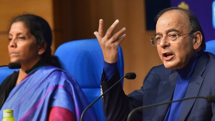 Arun Jaitley and Nirmala Sithraman address a press conference on Supreme Court's verdict on Rafale case