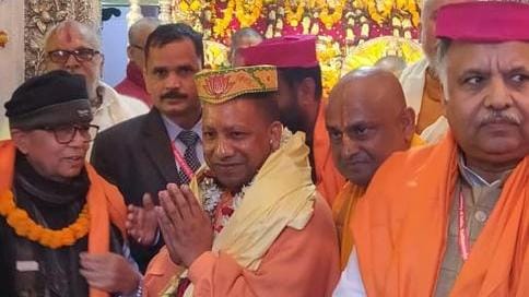 UP CM Yogi Adityanath at the Janaki Mandir in Janakpur, Nepal
