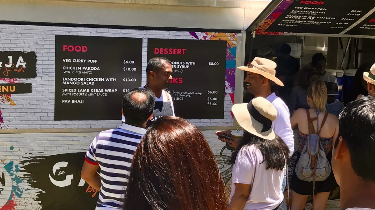 Customers outside Cheliah's Gaja food stall | By special arrangement