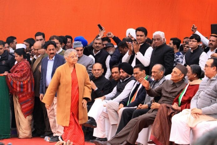 Former Delhi chief minister and Delhi Pradesh Congress Committee president Sheila Dikshit at Congress office on January 16, 2019 | Praveen Jain / ThePrint Photo