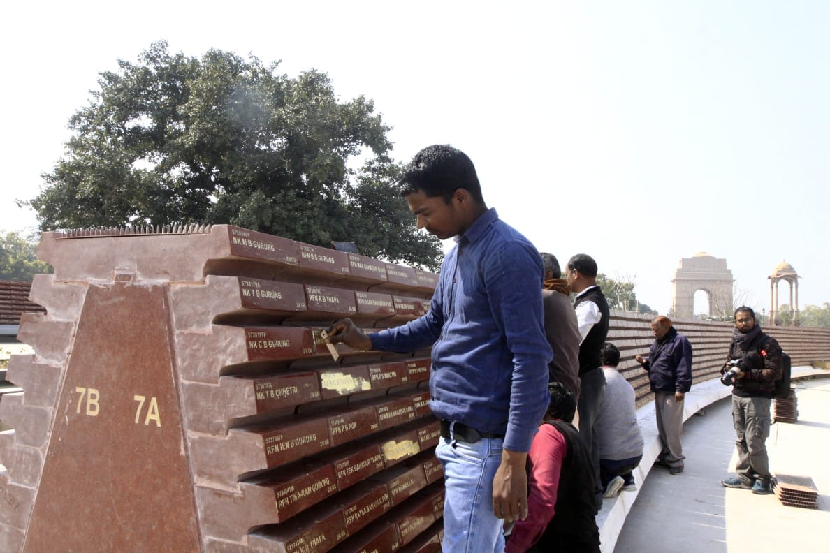 The granite slabs which has names of soldiers ascribed on them 