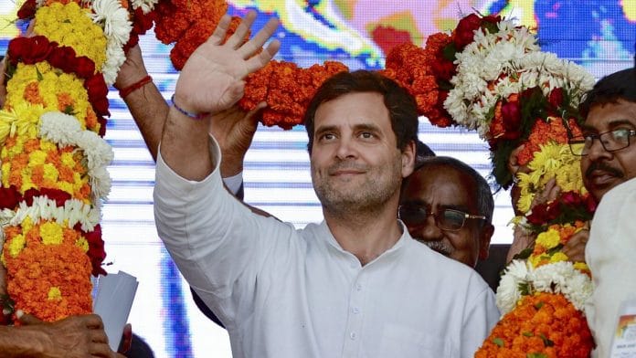 File image of Congress President Rahul Gandhi at a public meeting