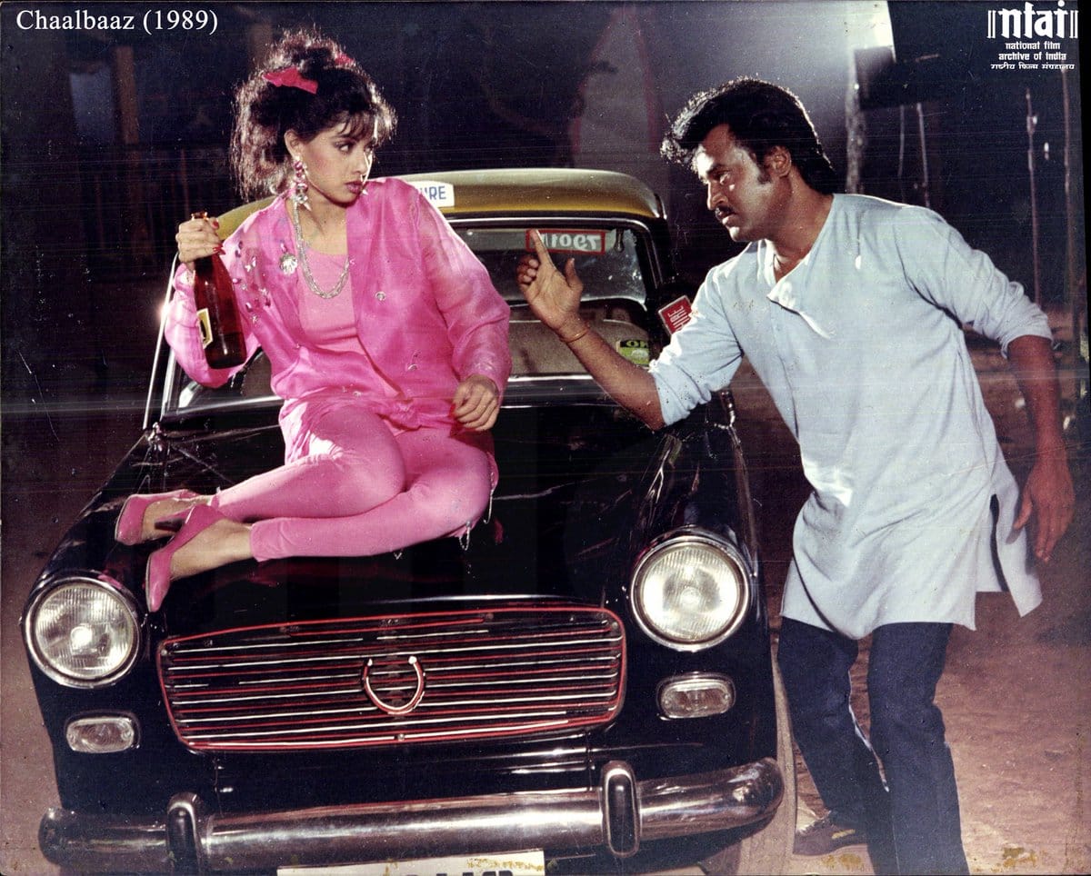 Sridevi and Rajinikanth in a still from Chaalbaaz | @NFAIOfficial/Twitter