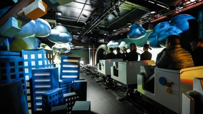 Attendees sit on the Google Assistant Ride at the Google Assistant Playground during the 2019 Consumer Electronics Show