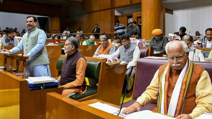 Haryana Finance Minister Captain Abhimanyu presents the Budget for the year 2019-20 in the state Assembly