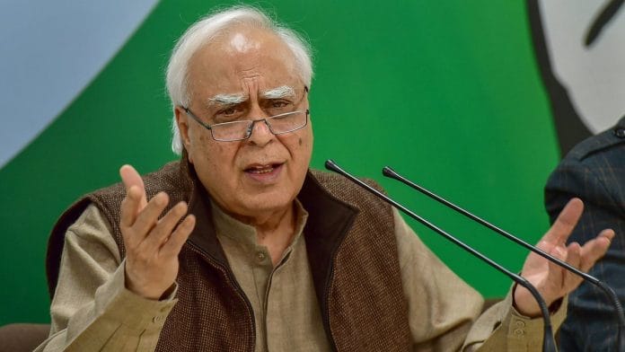 Senior Congress leader Kapil Sibal addresses a press conference at AICC headquarters Manvender Vashist/PTI