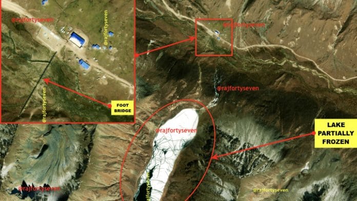 An aerial image of the sky burial location | Col. Vinayak Bhat (retd.)/ThePrint