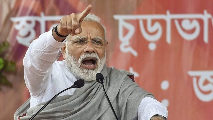 PM Narendra Modi at a rally in Jalpaiguri district of West Bengal | Swapan Mahapatra/PTI