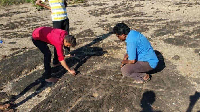 The team at the petroglyph site | Murugeshi Taruvekere