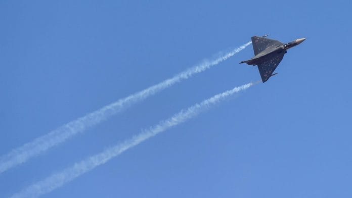 IAF's Tejas at the inauguration of Aero India in Bengaluru | Shailendra Bhojak/PTI