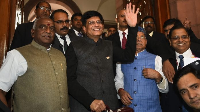 Finance Minister Piyush Goyal arrives in the Parliament to present the interim Budget 2019-20 | PTI