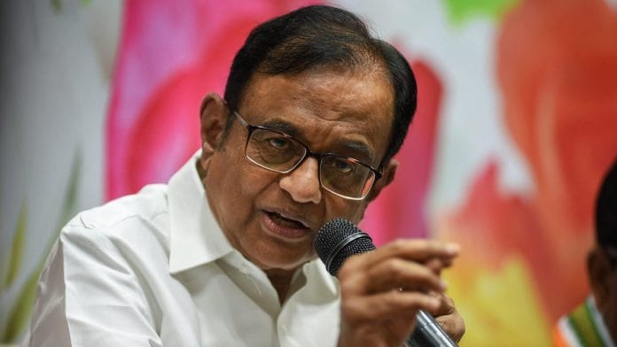 Chidambaram at a press conference
