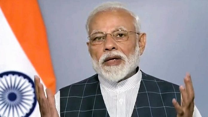 Video grab of PM Modi's announcement of the success of Mission Shakti | PTI