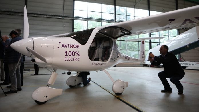 An electric two-seater plane stands in Oslo airport | Odin Jaeger/Bloomberg