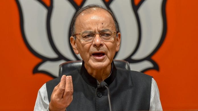 Union Minister of Finance Arun Jaitley during a press conference