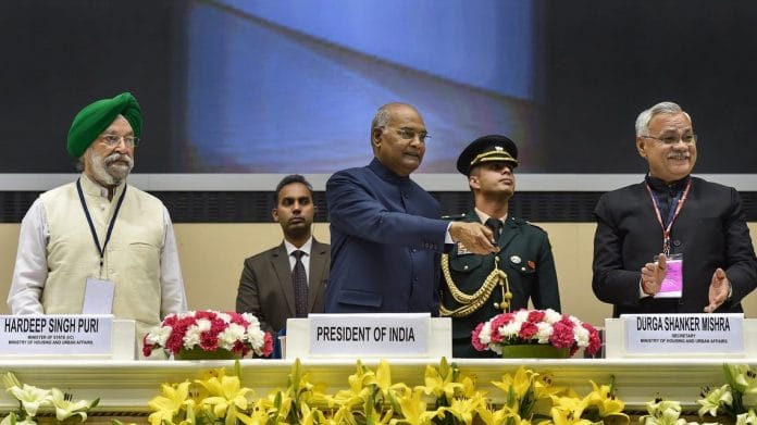 President Ram Nath Kovind at the Swachh Survekshan Awards 2019 function in New Delhi | Manvender Vashist/PTI