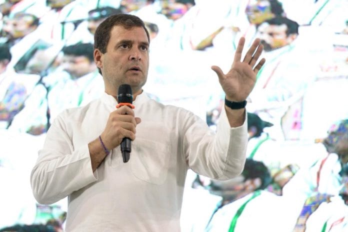 Congress President Rahul Gandhi addressing the Fisherman Parliament in Trichur, Kerala in March 2019