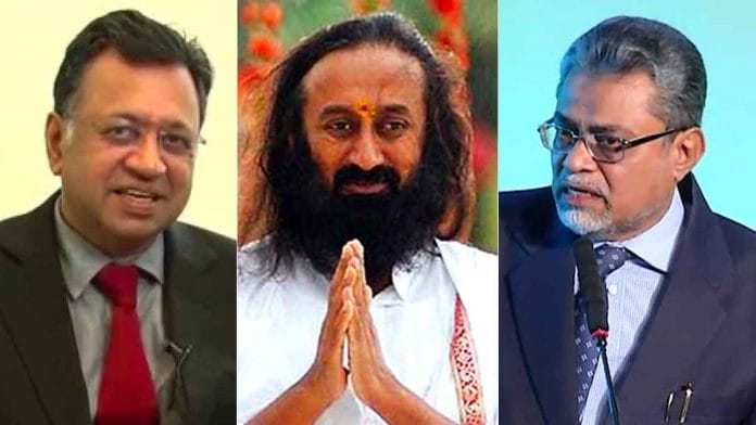 Sriram Panchu (Left), Sri Sri Ravi Shankar (Middle), F.M. Ibrahim Kalifulla (Right)