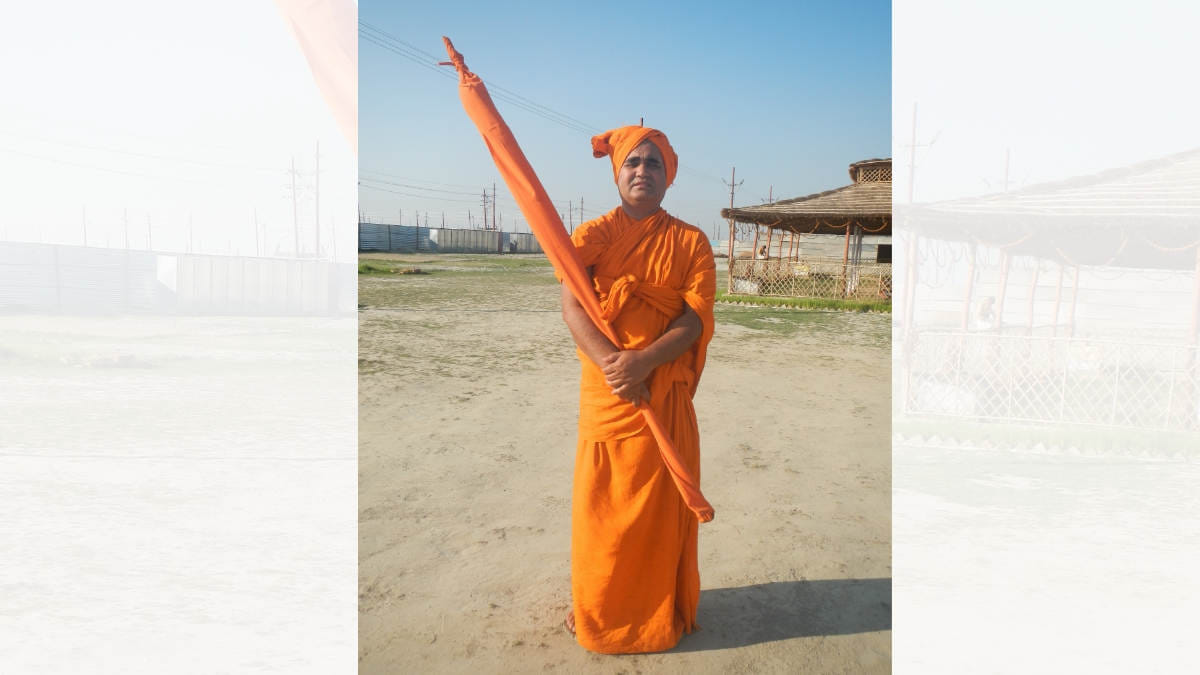 Adhokshanand Maharaj, the spiritual guardian if the Govardhan Mutt in Puri, at his camp in Prayagraj