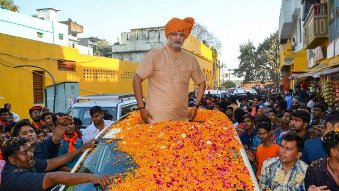 Vivek Oberoi as PM Narendra Modi during the shoot of his upcoming film 'PM Narendra Modi', in Varanasi | PTI