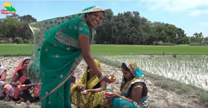 A screen grab from one of Usha Devi's YouTube video