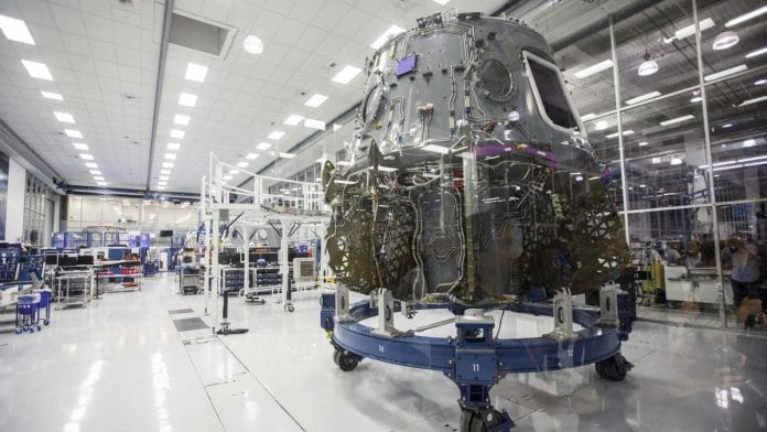 The Crew Dragon at SpaceX headquarters in Hawthorne, California
