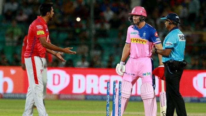 KXIP captain Ravichandran Ashwin after he took Jos Buttler's wicket