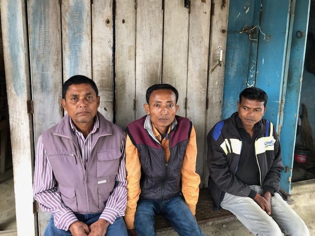 Jogen Gogoi (extreme left) - a voter in Kaliabor, and his friends say the Congress is unlikely to come to power at the centre or state for a while 