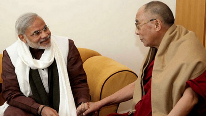 File photo of Narendra Modi with the Dalai Lama | tibet.net