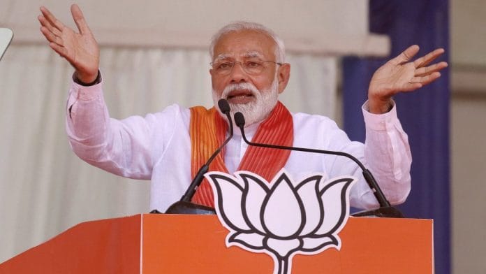 Prime Minister Narendra Modi addressing an election rally in Patan district of Gujarat | PTI