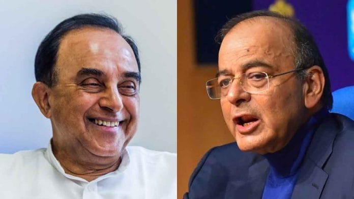 File photo of BJP leaders Subramanian Swamy and Arun Jaitely