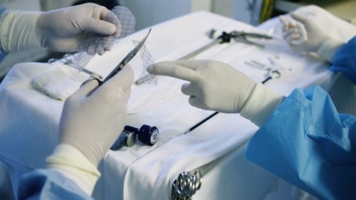 The pelvic mesh is used to support the abnormal descent of the pelvis in women