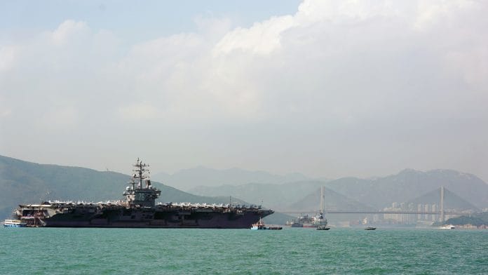 A US Navy aircraft carrier
