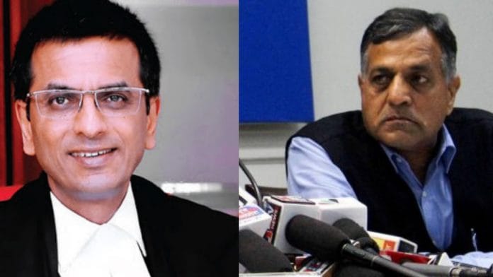 Justice DY Chandrachud (L) and EC Ashok Lavasa (R) | ThePrint