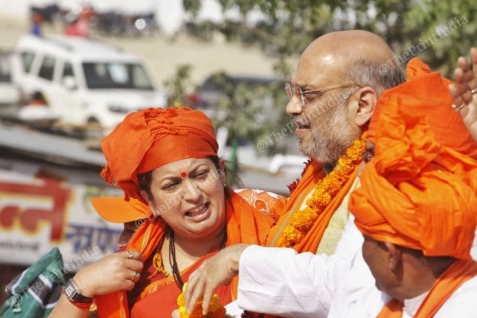 Amit Shah accompanies Smriti Irani on a roadshow in Amethi on 4 May, 2019