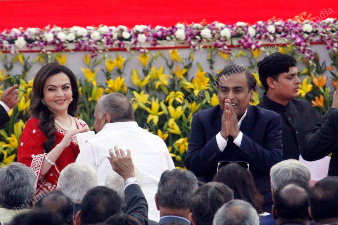 Industrialist Mukesh Ambani with his wife Nita Ambani 