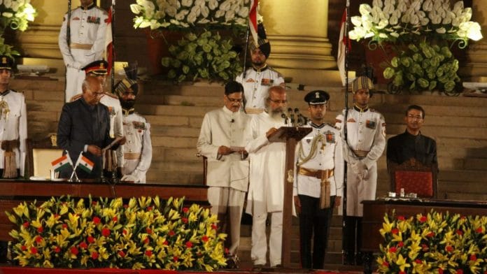 Odisha MP Pratap Sarangi takes oath as minister. | Photo: Praveen Jain | ThePrint