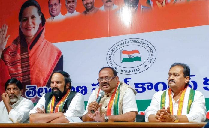 AICC Telangana incharge RC Khuntia and TPCC President N Uttam Kumar Reddy address a press conference. | PTI
